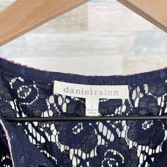 Daniel Rainn Swiss Dot Lace Embroidered Halter Maxi Dress Blue Womens Small - Picture 6 of 8